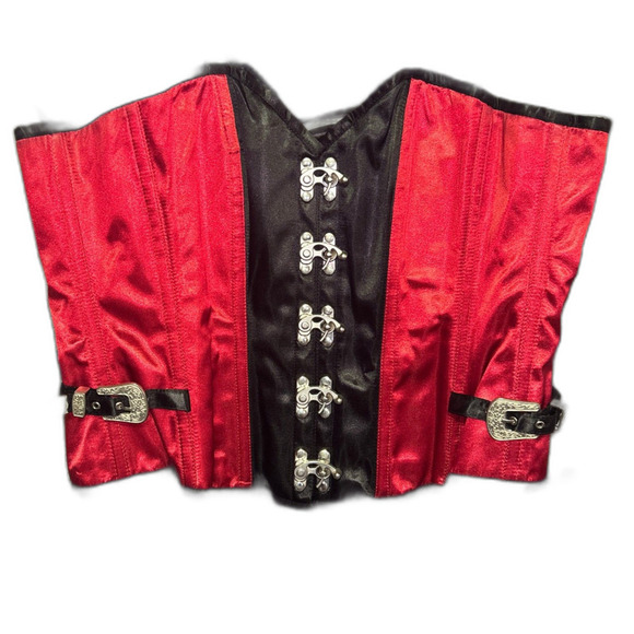 Red and Black Satin Steel Boned Corset Size 34 - Picture 3 of 10